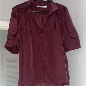 Calvin Klein Jeans Women's Burgundy Button-Front Blouse